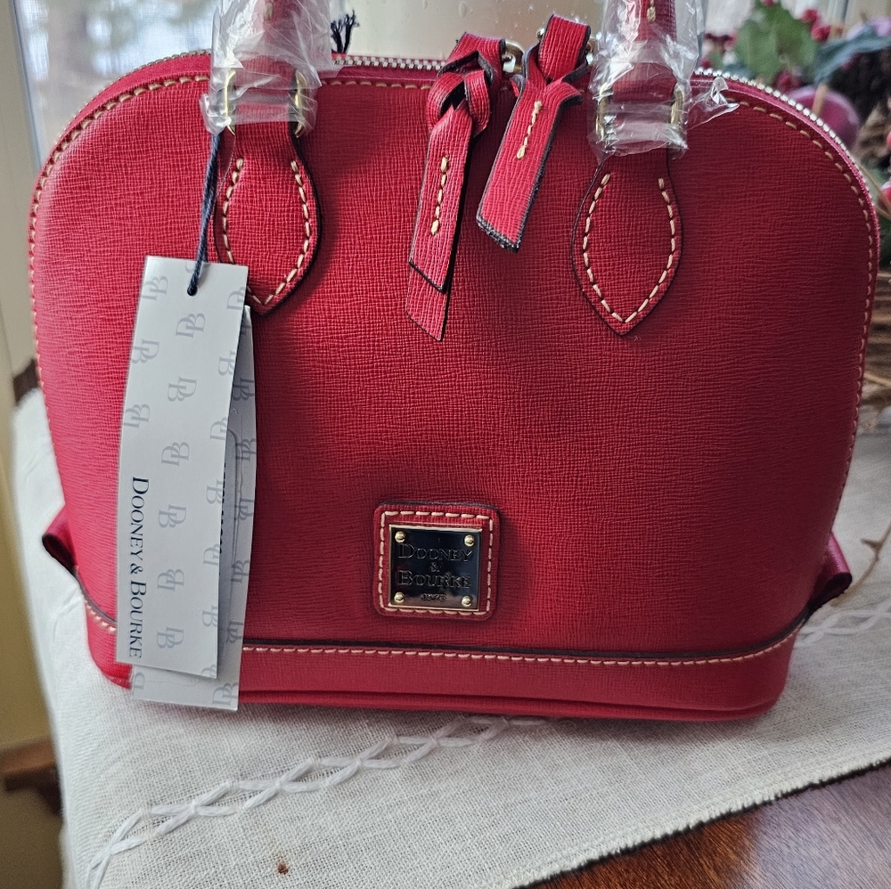 Dooney & Bourke Bitsy Zip Zip — Red Saffiano Leather, NWT, Retired, Crossbody